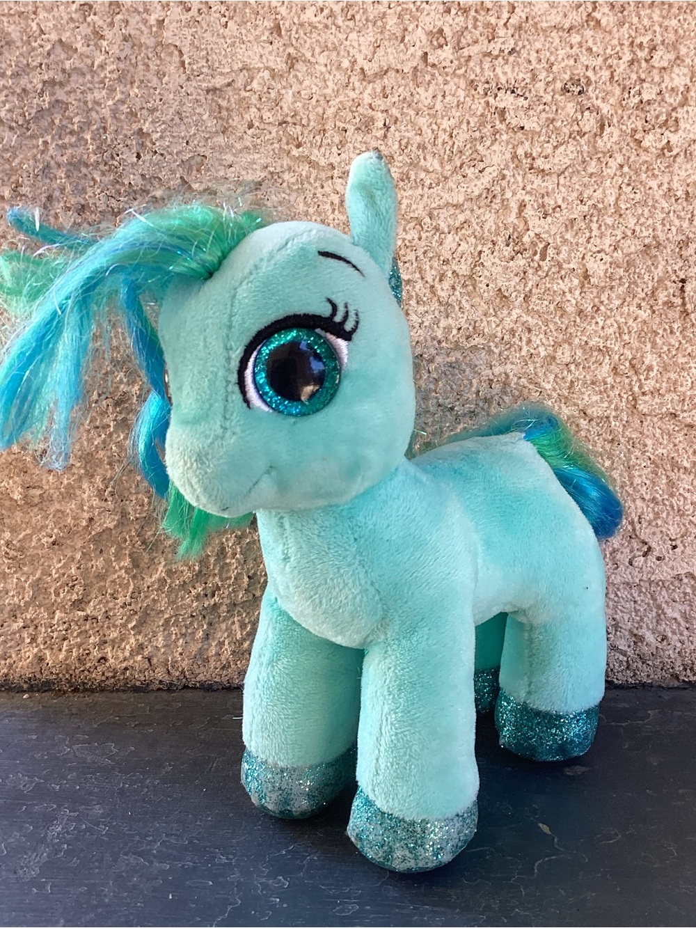 MLP Plush Teal TY Sparkle Topaz Pony Glitter Beanie Baby Stuffie